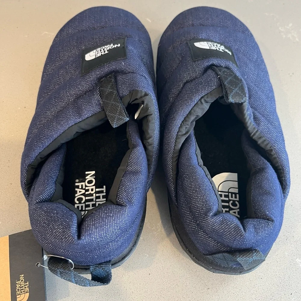 NEW The North Face Men's Nuptse Mule Slippers Shoes Dark Denim TNF Black Size 10 - Picture 7 of 13